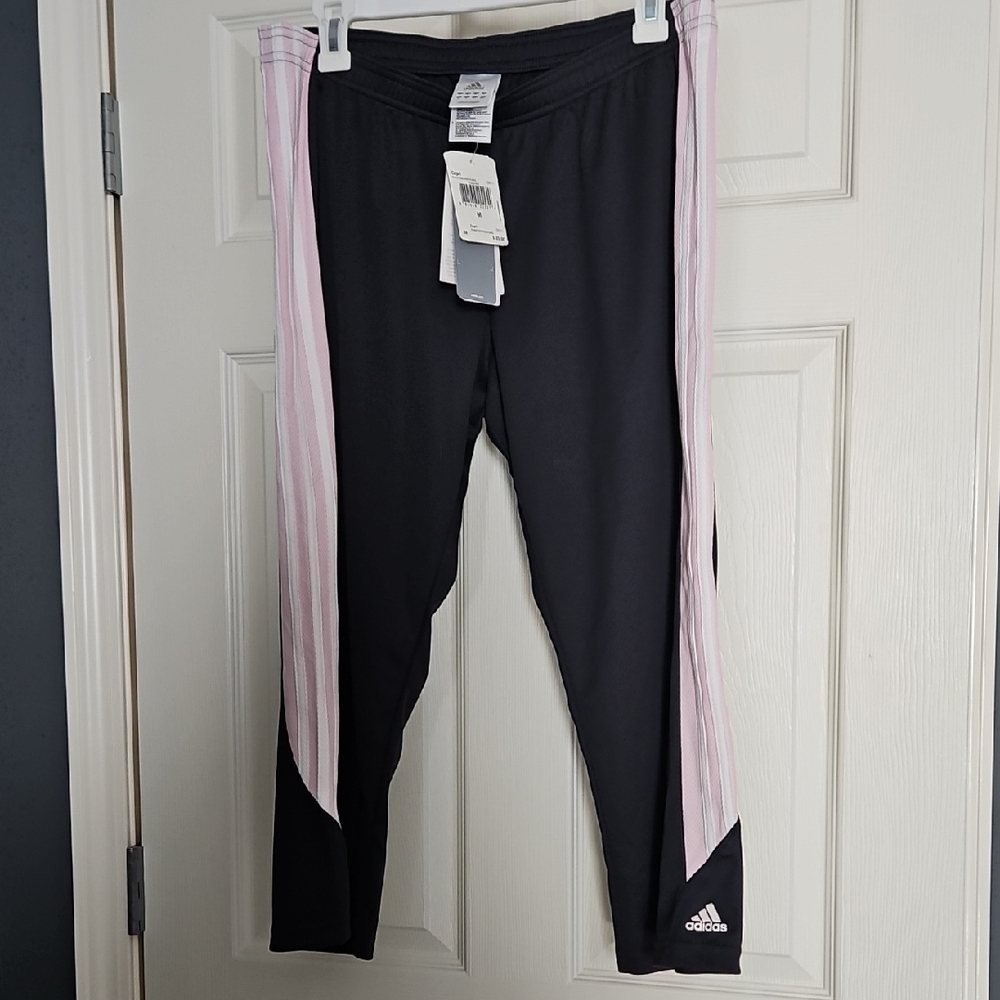 Adidas Black and Pink Athletic Bottoms